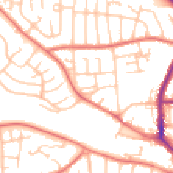 Daytime road noise heatmap for DL3 0BJ