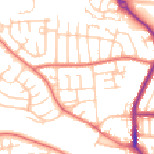 Daytime road noise heatmap for DL3 0BW