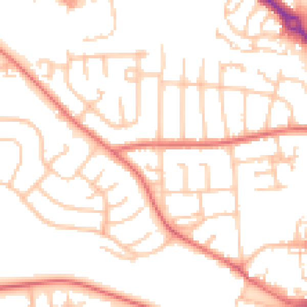 Daytime road noise heatmap for DL3 0DG
