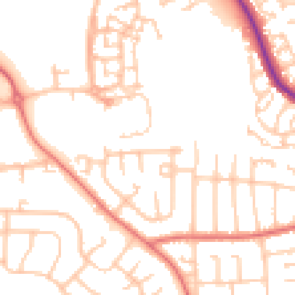Daytime road noise heatmap for DL3 0DJ