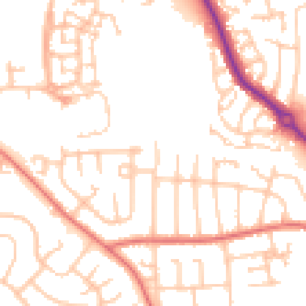 Daytime road noise heatmap for DL3 0DS