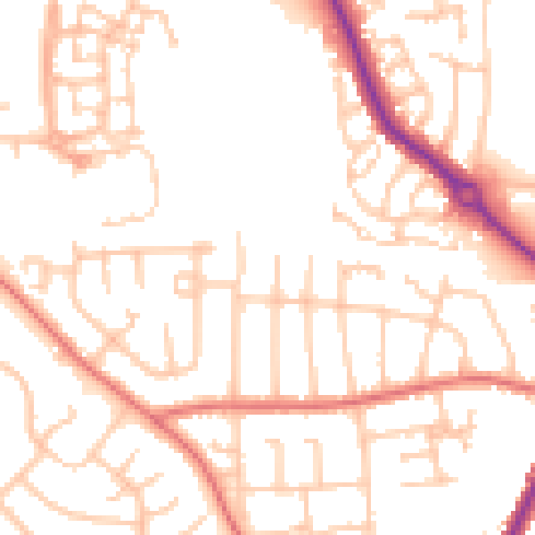 Daytime road noise heatmap for DL3 0DT