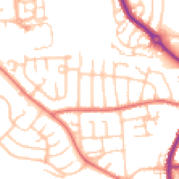 Daytime road noise heatmap for DL3 0DU