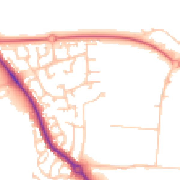 Daytime road noise heatmap for DL3 0EQ