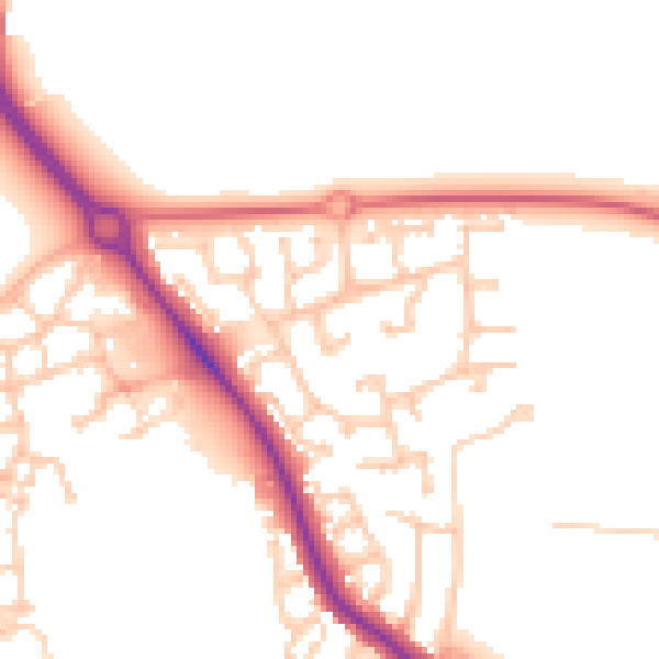 Daytime road noise heatmap for DL3 0GJ