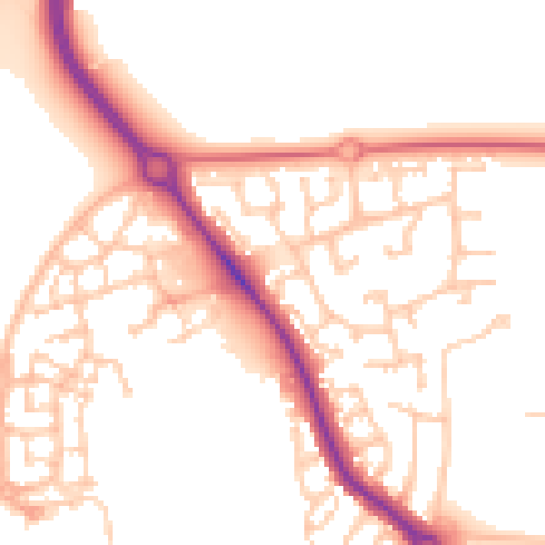 Daytime road noise heatmap for DL3 0GQ