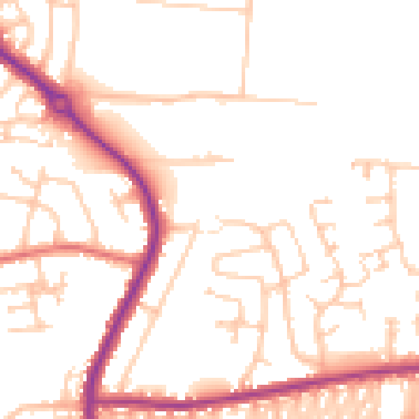 Daytime road noise heatmap for DL3 0LJ