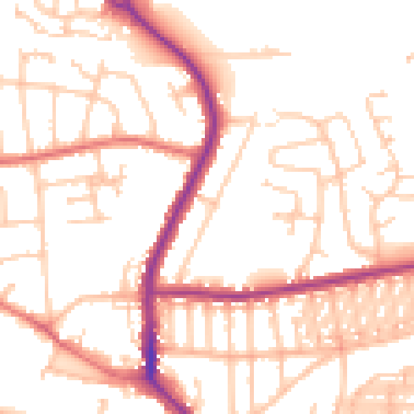 Daytime road noise heatmap for DL3 0LQ