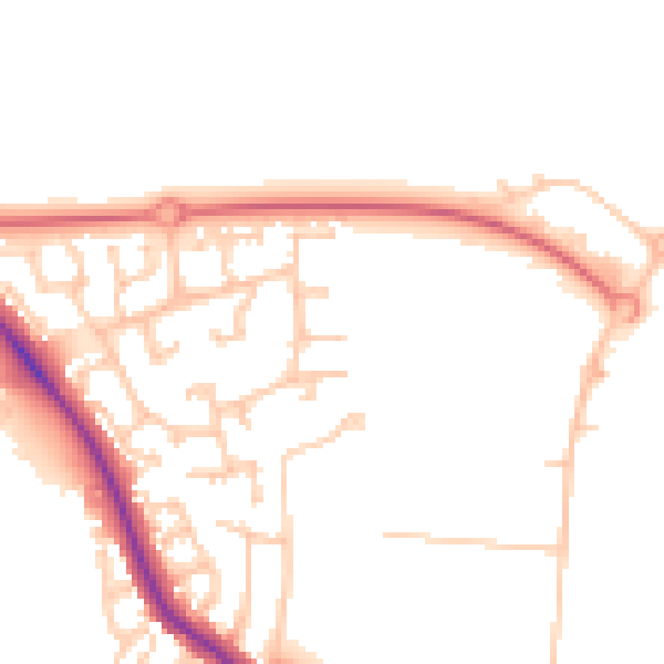 Daytime road noise heatmap for DL3 0NZ