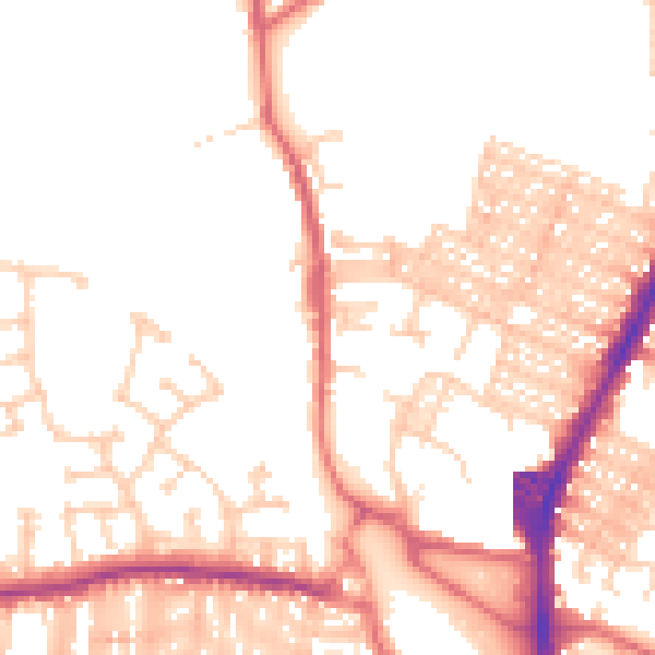 Daytime road noise heatmap for DL3 0QZ