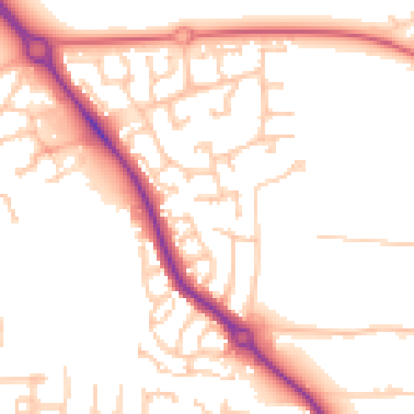 Daytime road noise heatmap for DL3 0UZ