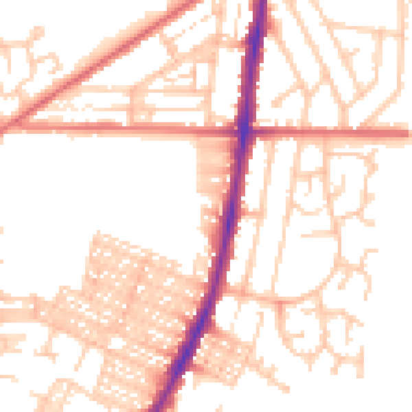Daytime road noise heatmap for DL3 0YG