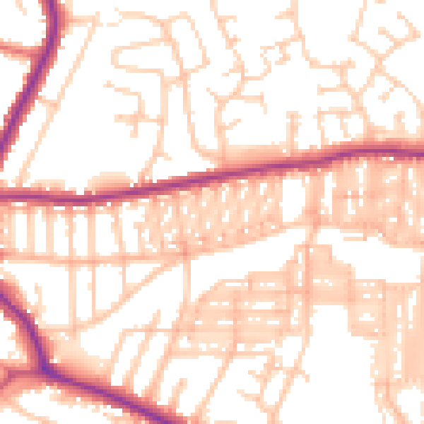 Daytime road noise heatmap for DL3 6DJ