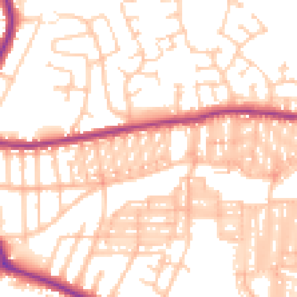 Daytime road noise heatmap for DL3 6QE