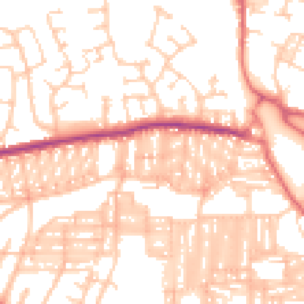 Daytime road noise heatmap for DL3 6QJ