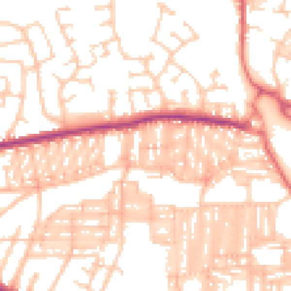 Daytime road noise heatmap for DL3 6QQ