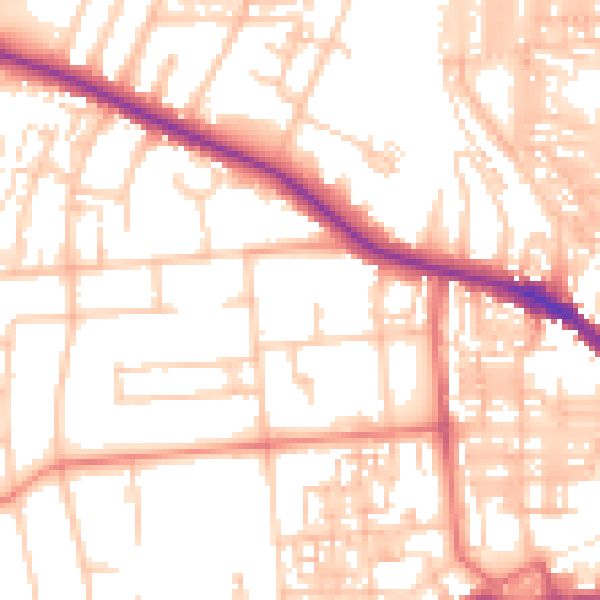 Daytime road noise heatmap for DL3 7AW