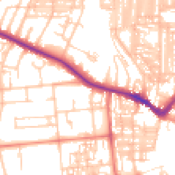 Daytime road noise heatmap for DL3 7BQ