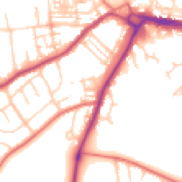 Daytime road noise heatmap for DL3 7HX