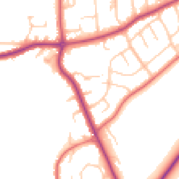 Daytime road noise heatmap for DL3 8DN