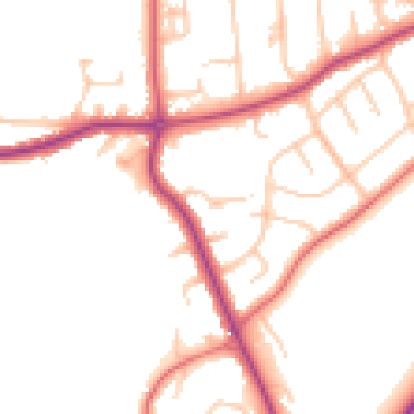Daytime road noise heatmap for DL3 8EQ
