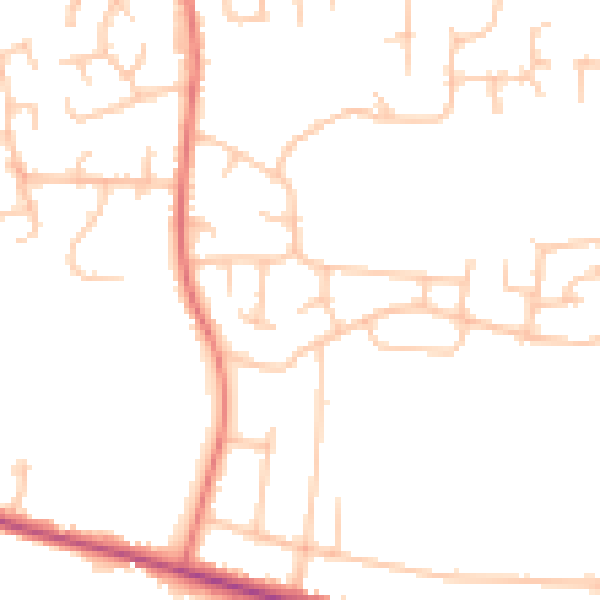 Daytime road noise heatmap for DL3 8JZ