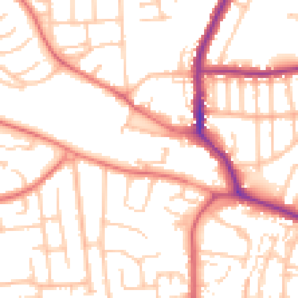 Daytime road noise heatmap for DL3 9EQ