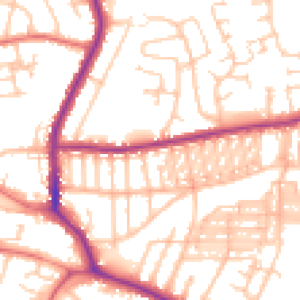 Daytime road noise heatmap for DL3 9JS