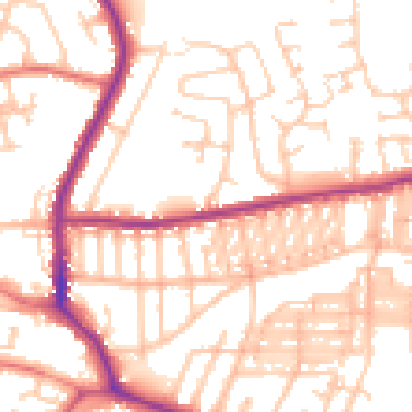 Daytime road noise heatmap for DL3 9LB