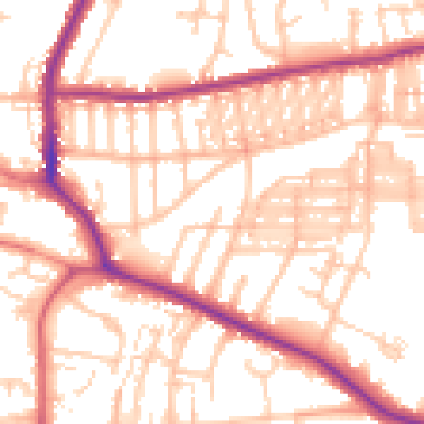 Daytime road noise heatmap for DL3 9LX