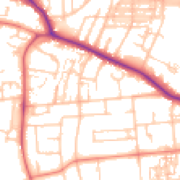 Daytime road noise heatmap for DL3 9NZ