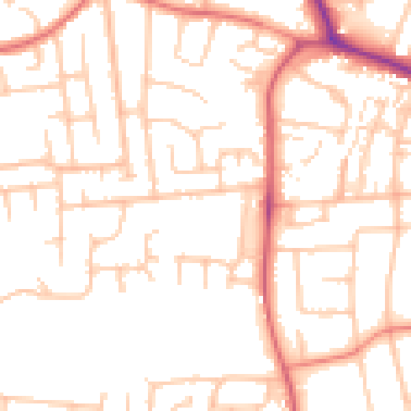 Daytime road noise heatmap for DL3 9RB