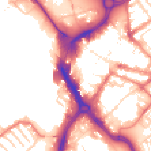 Daytime road noise heatmap for DN1 1AN