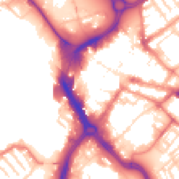 Daytime road noise heatmap for DN1 1DD