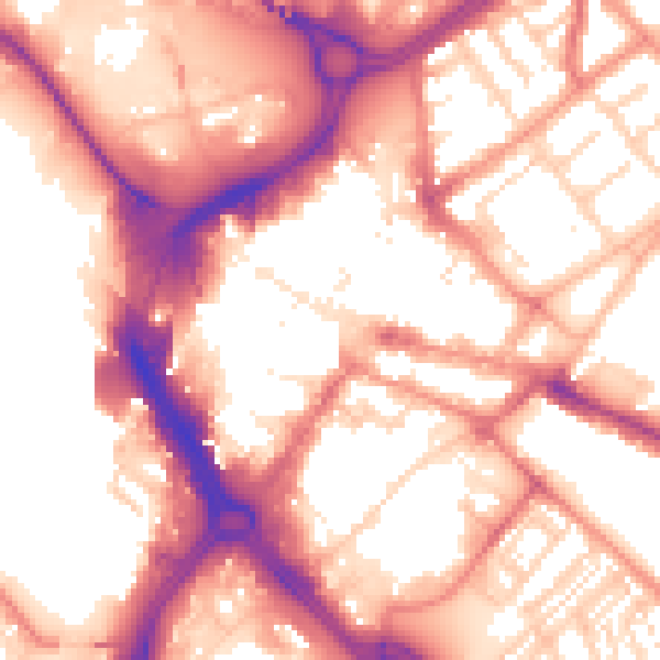 Daytime road noise heatmap for DN1 1DE