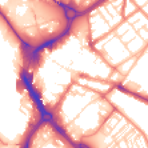 Daytime road noise heatmap for DN1 1DL