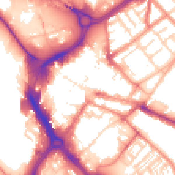 Daytime road noise heatmap for DN1 1DW