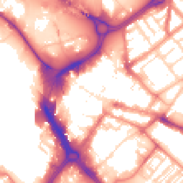 Daytime road noise heatmap for DN1 1ED