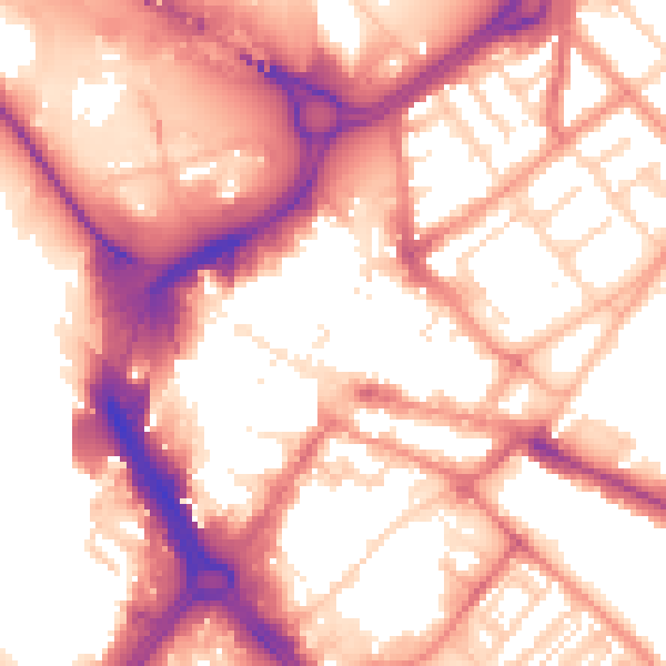 Daytime road noise heatmap for DN1 1ES