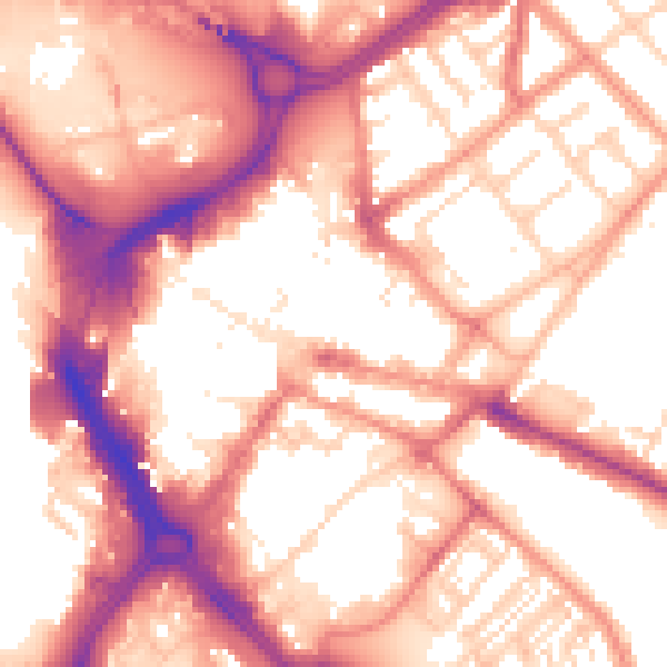 Daytime road noise heatmap for DN1 1HQ