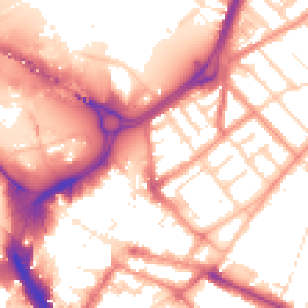 Daytime road noise heatmap for DN1 1LP