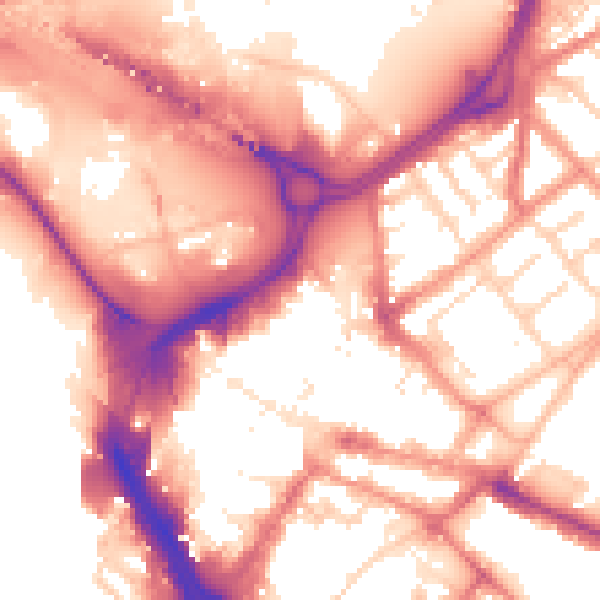 Daytime road noise heatmap for DN1 1LQ