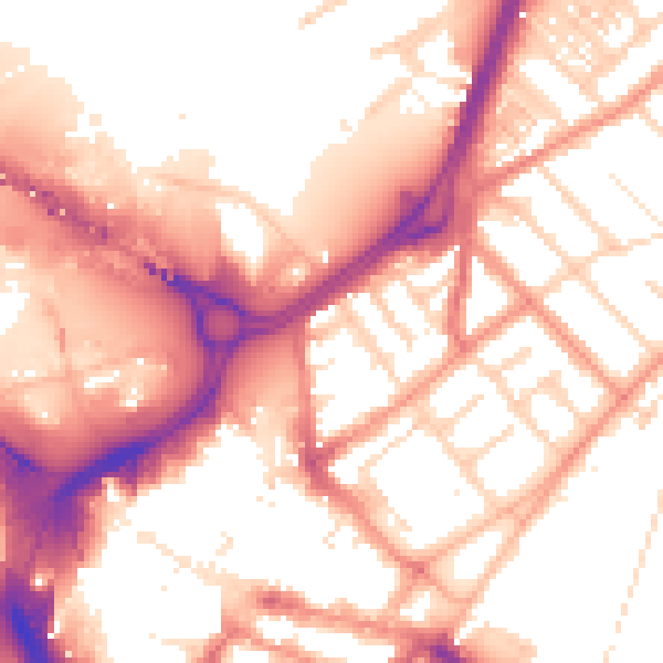 Daytime road noise heatmap for DN1 1LU