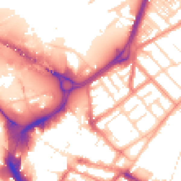 Daytime road noise heatmap for DN1 1LW