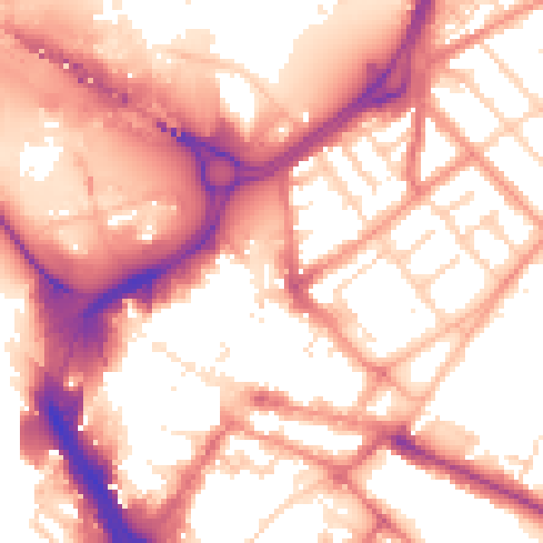 Daytime road noise heatmap for DN1 1ND