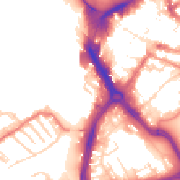 Daytime road noise heatmap for DN1 1RT
