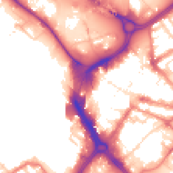 Daytime road noise heatmap for DN1 1SY