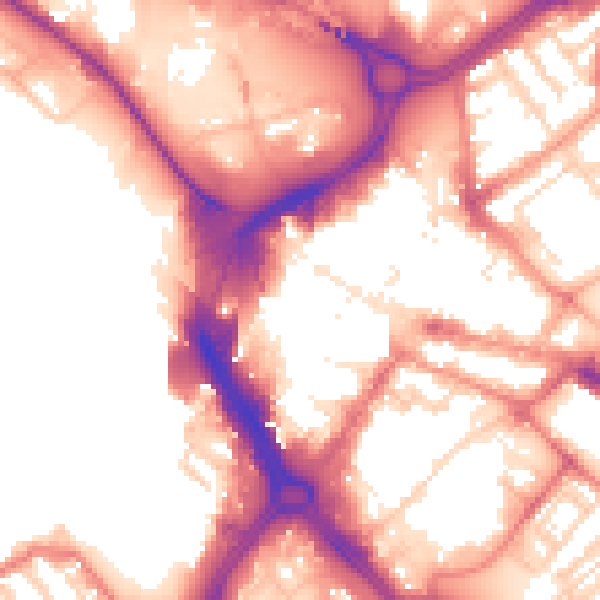Daytime road noise heatmap for DN1 1TD