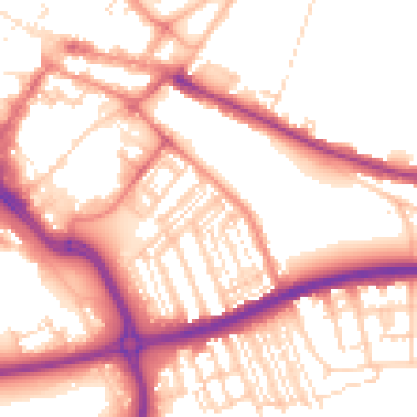Daytime road noise heatmap for DN1 2AX