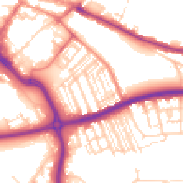 Daytime road noise heatmap for DN1 2AZ
